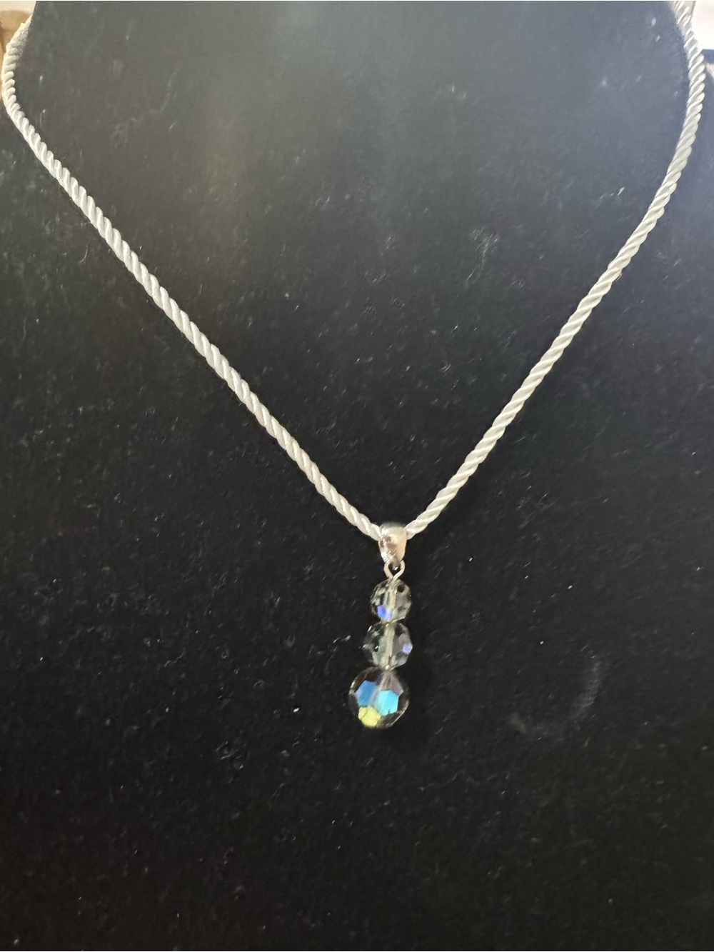 Sterling Silver Crystal Pendant Necklace in Iridescent Blue